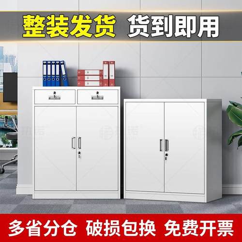 铁皮文件柜储物柜办公室资料柜带锁置物收纳工具柜家用小柜子矮柜