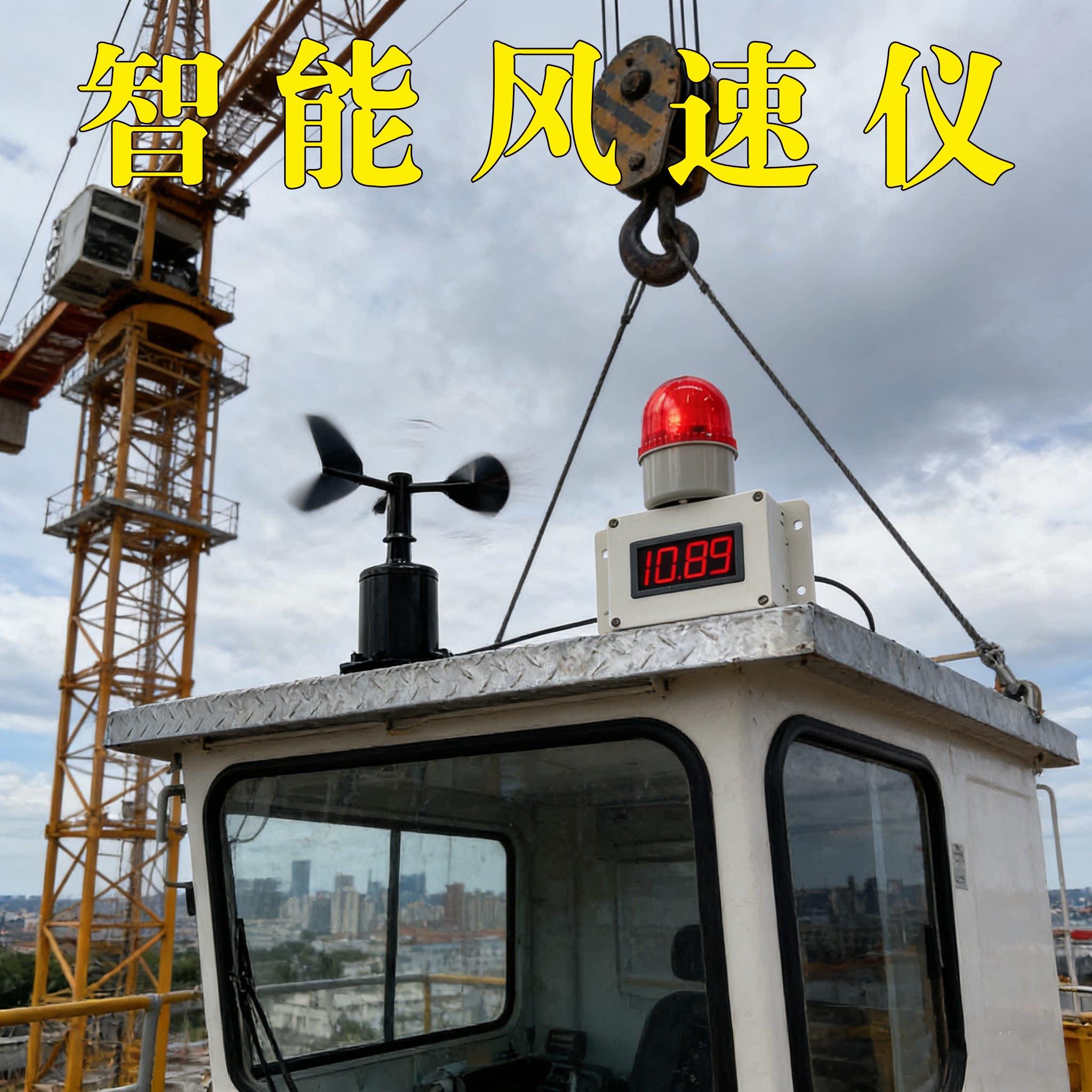 高精度太阳能风速仪塔吊机专用建筑工地管道风量风力测试警报器