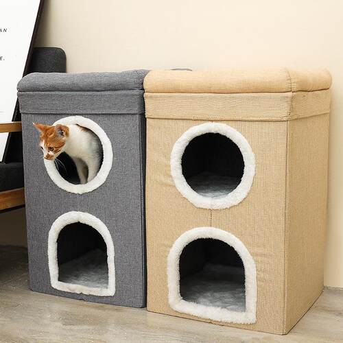 猫屋三层磨双层屋房子猫供货窝爪猫猫折叠通用带别墅保暖四季