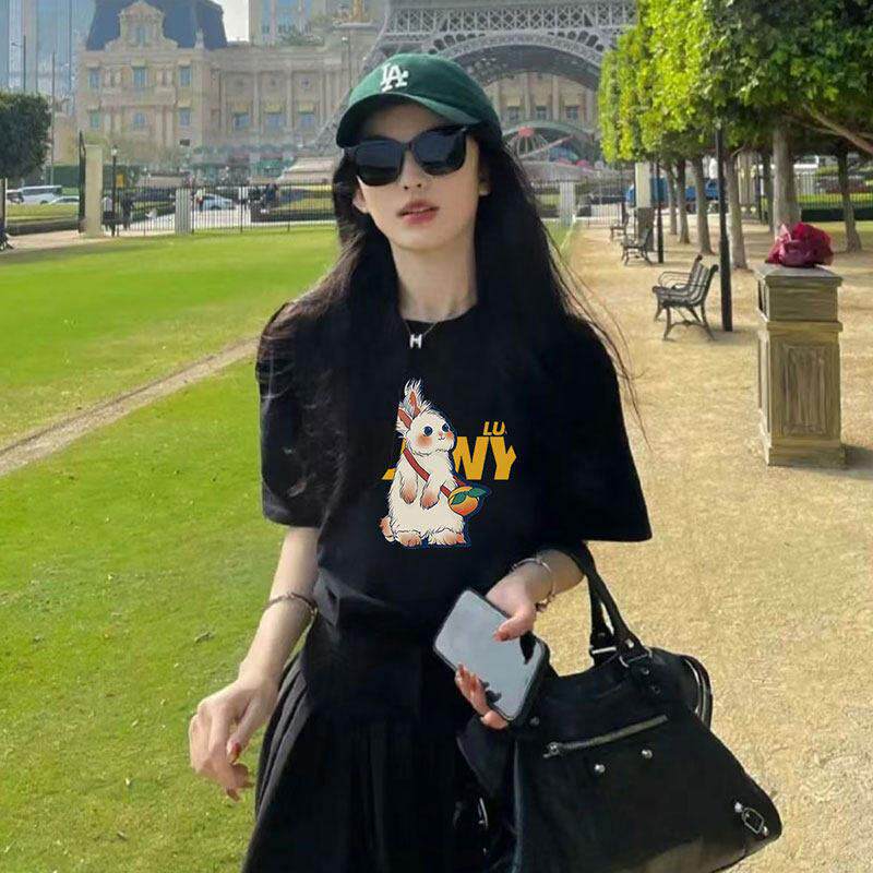 明星同款兔子短袖t恤女2026年夏季新款百搭小众设计感上衣T恤潮