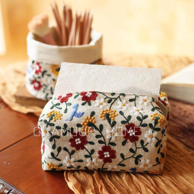 重工刺绣客厅纸巾盒布艺车载纸巾袋餐巾纸套高级感桌面卫生纸盒棉,收纳整理,纸巾套,淘宝优惠券,粉丝福利购,淘宝优惠卷