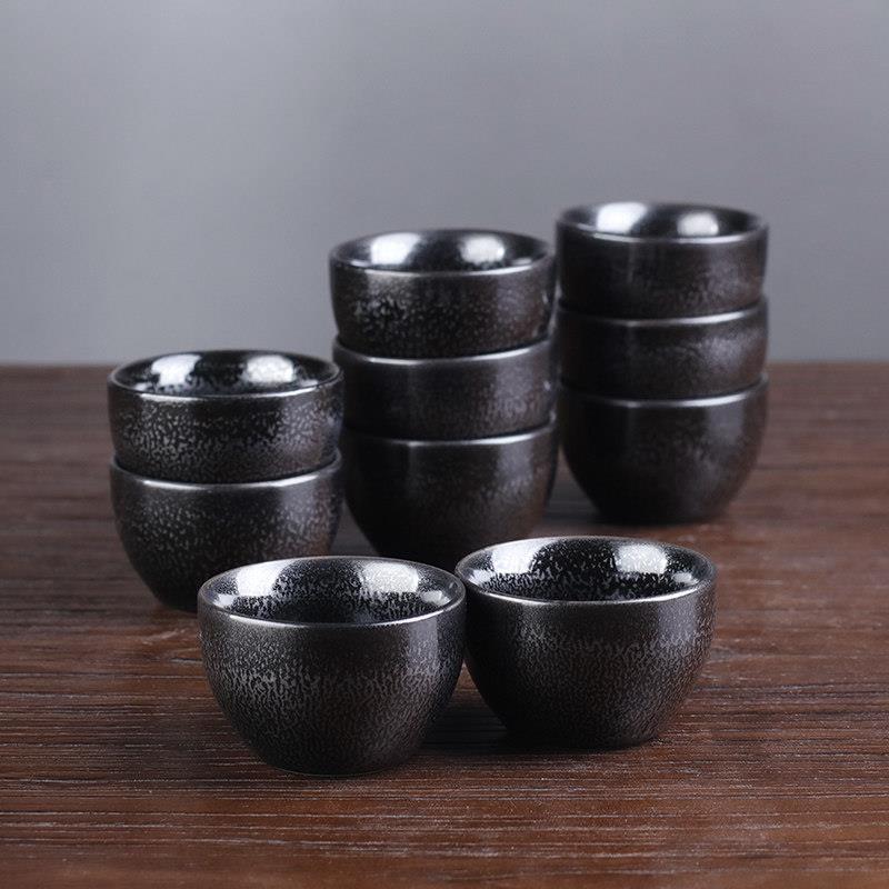 功夫茶杯6祇装陶瓷茶具品茗杯天目釉10个小茶盏茶碗窑变杯子单品