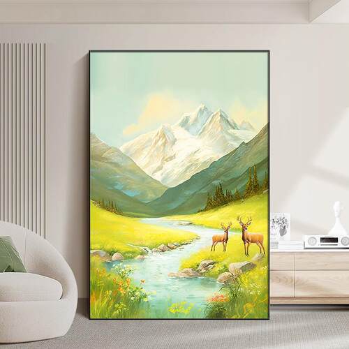日照金山装饰画山水画客厅挂画靠山图沙发背景墙风景落地画玄关画