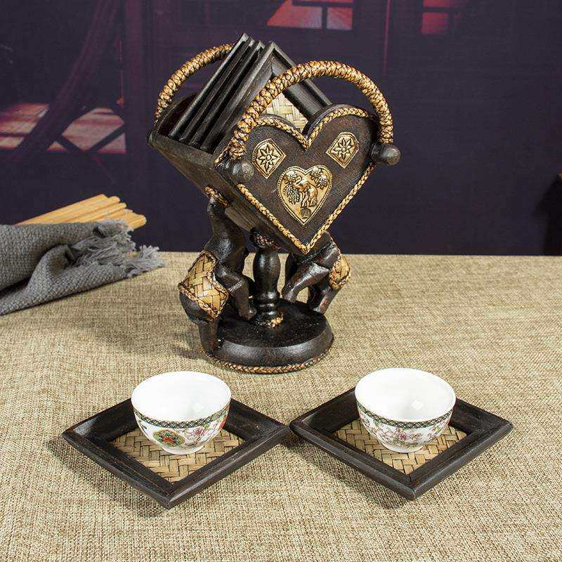 泰国实木杯垫竹编隔热垫创意茶垫壶托茶壶垫子茶道茶具盘子垫套装