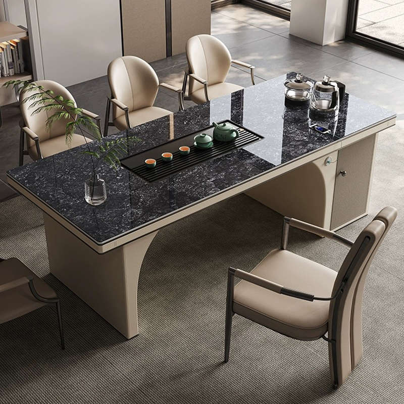 轻奢功夫泡茶家用办公奢石岩板茶几桌茶具套装茶台高端茶桌椅组合