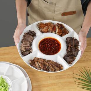 分隔蒸盘陶瓷陶瓷盘五格拼盘水果瓜子盘零食卤味拼盘自助餐分格盘