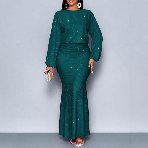 Womens Elegant Mermaid Hem Bodycon Dress Long Sleeve