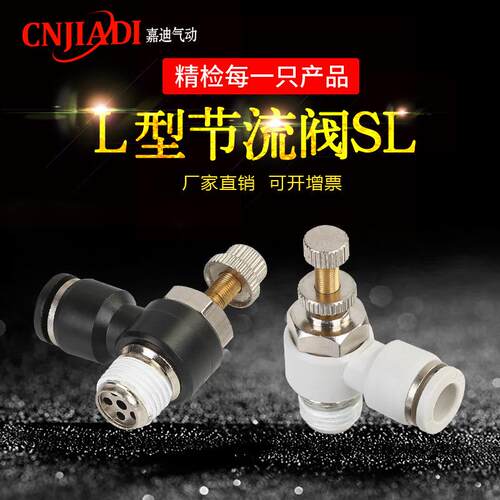 嘉迪SL/SC4-M5快速调节向L型节流阀快插外螺纹气动调速阀接头