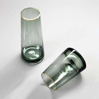 北欧轻奢vase玻璃金边透明花瓶摆件客厅插花水培餐桌装饰品花瓶