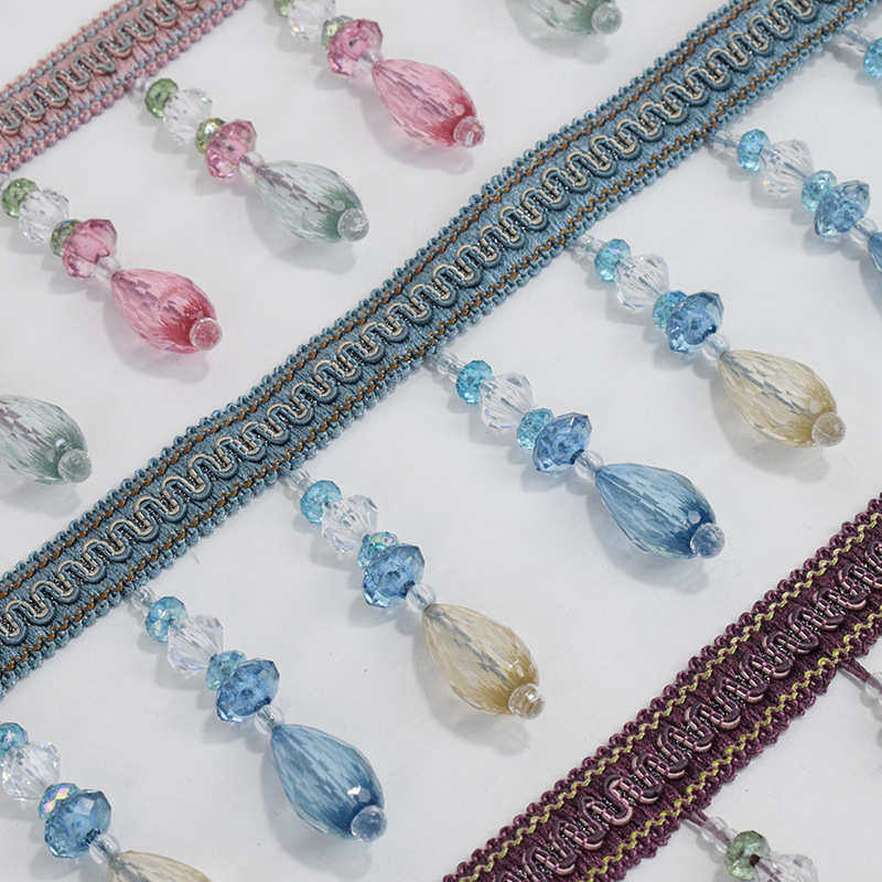 双色大水滴花边水晶珠吊穗窗帘辅料12米一版 织带金线花边辅料,居家布艺,花边,淘宝优惠券,粉丝福利购,淘宝优惠卷