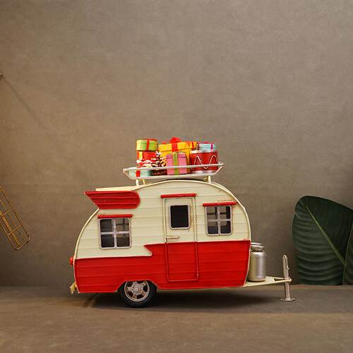 圣诞节复古铁艺旅游房车模型欧式简约家居装饰品摆件主题酒吧陈列