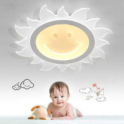 超薄led吸顶灯 温馨儿童房主卧室灯简约现代个性圆形太阳笑脸灯具