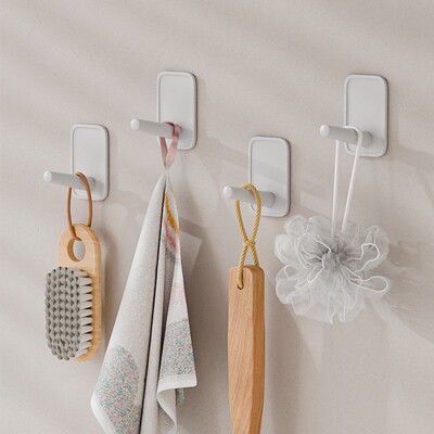 Kitchen and Bathroom Wall-Mounted Traceless Simple Hooks, Co