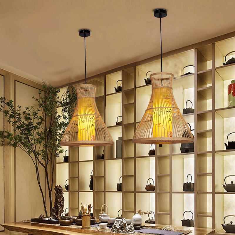 田厂家中式竹编吊灯园餐厅饭店艺创意IRK古典竹复古藤竹艺吊灯编