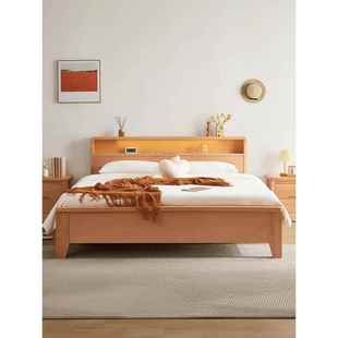 纯全实木榉木床1.8米1.5大床简约北欧日式工厂直销榫卯双人原木床