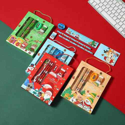 6pc Christmas Student Stationery Gift Box kids xmas Gift set