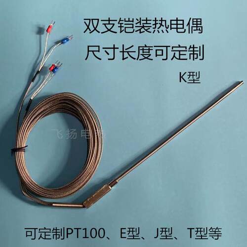 WRNK2-191双支铠装热电偶温度感测器长度可按要求定制长度测温