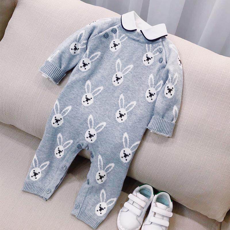 婴儿衣服春秋季针织毛衣哈衣宝宝连体衣秋装婴幼儿毛衣外出服秋款