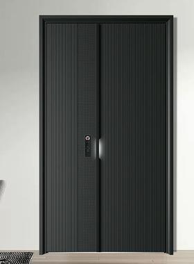 精雕铸铝门家用盗门隐藏门头双开户门子母入户门中80958防式进感