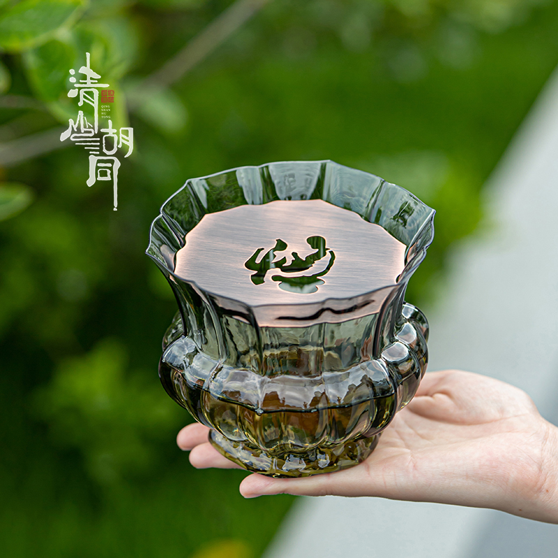 清山胡同家用玻璃建水茶台茶桌茶渣桶功夫茶具配件茶洗泡茶废水桶