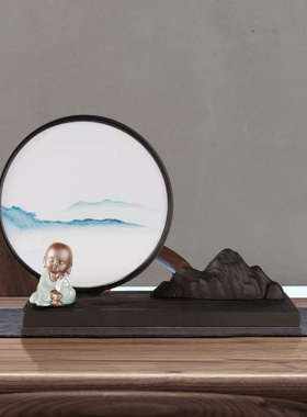 伊飞湘绣活性炭雕禅意家居创意摆件山水缘新中式环保文创工艺礼品