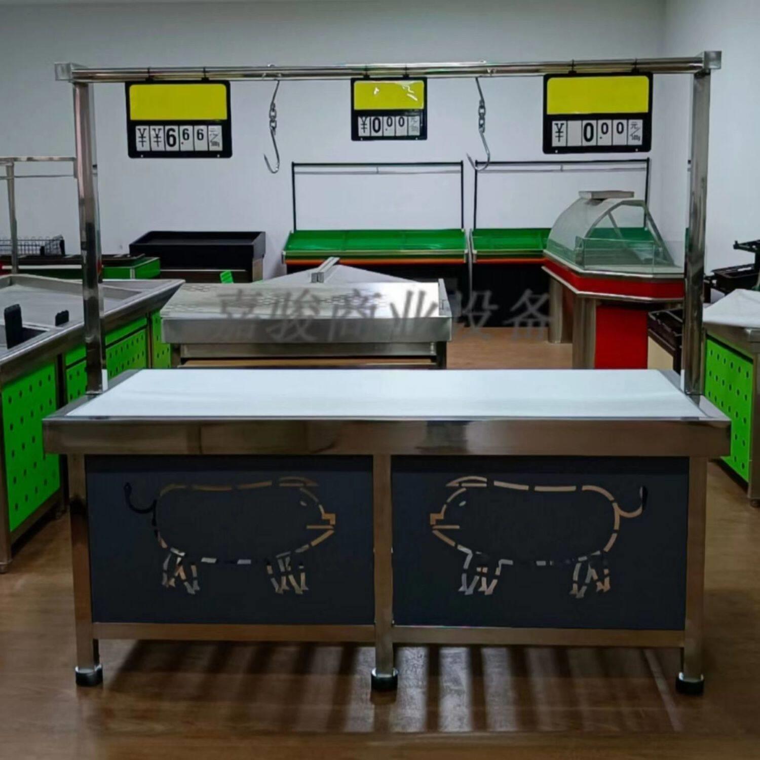 厂家直销加厚不锈钢鲜肉分割台超市猪肉分割台剁骨台挂肉摆肉台
