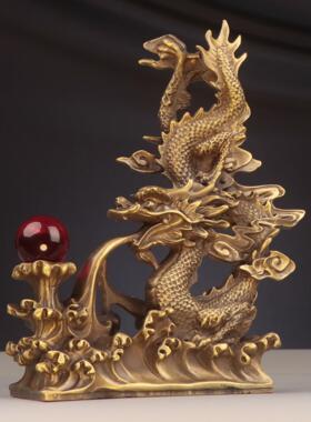 杨铜记 铜龙 神龙吐珠 神龙戏珠 家居店铺铜龙摆件 汉龙 戏珠龙