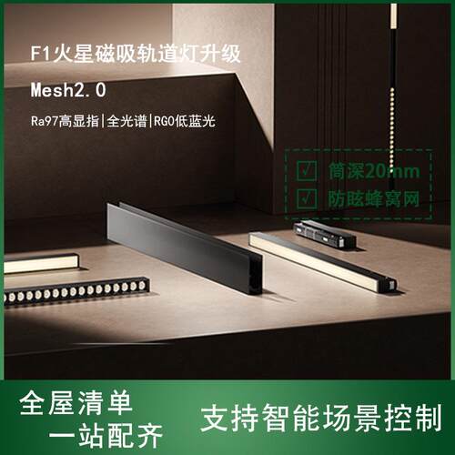 平头熊F1智能磁吸轨道灯升级mesh2.0无主灯护眼嵌入式