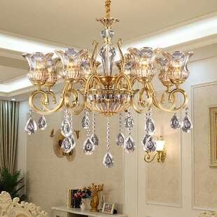 复式 奢华法式 楼别墅全铜灯具 轻奢大气欧式 客厅灯水晶吊灯2020新款