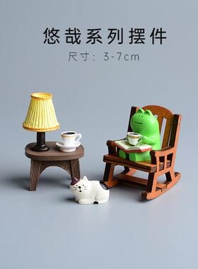 新款直销Zakka日式杂货青蛙台灯咖啡场景拍摄道具摆件树脂工艺品