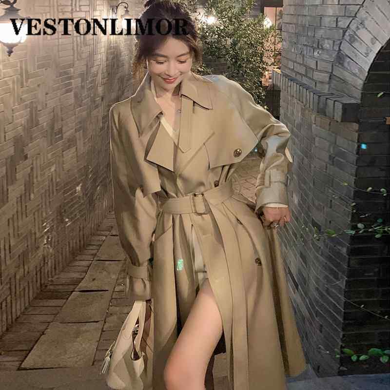 VESTONLIMOR春季新款韩版英伦风小个子风衣气质显瘦中长版外套女