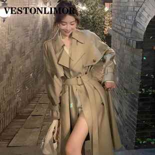 VESTONLIMOR春季新款韩版英伦风小个子风衣气质显瘦中长版外套女