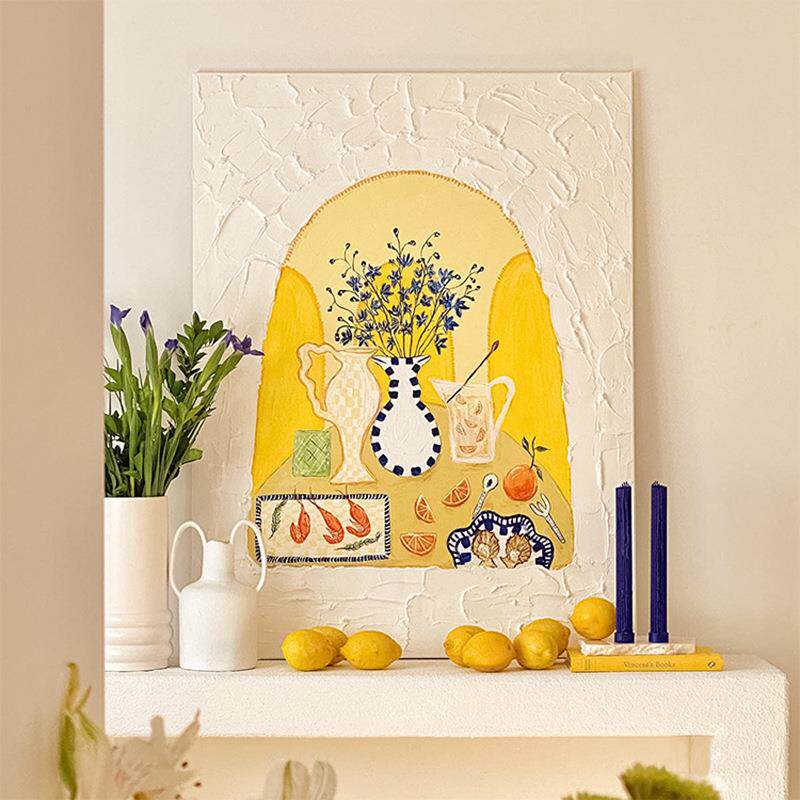 静享生活 波西米亚风餐厅挂画温馨奶油风女孩卧室装饰画小众摆画