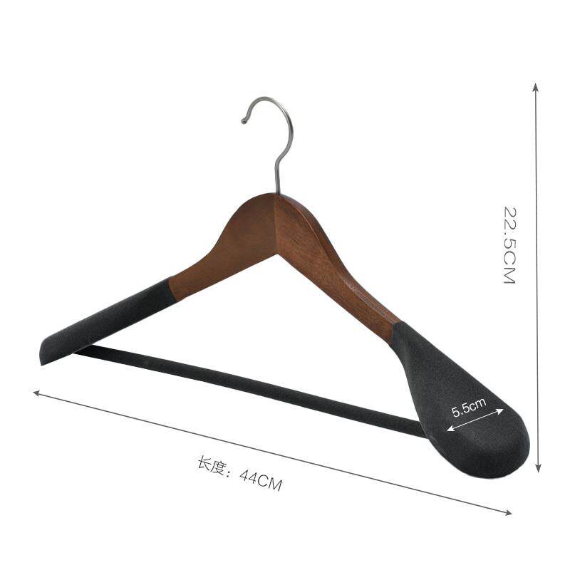 新款实木植绒衣架家用挂无痕挂衣宽肩大衣草西装皮套装衣服质架木