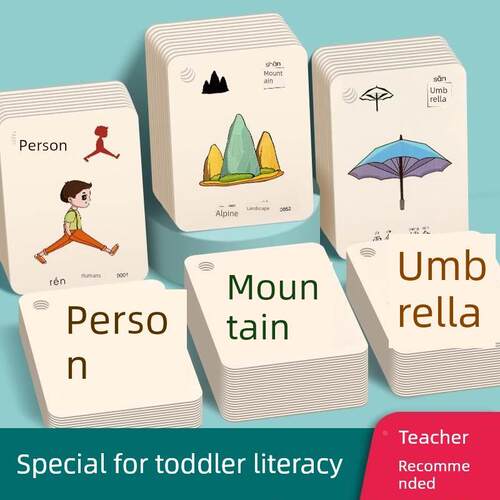 250PCS/set Learning Chinese Words Language Flash Cards Kids