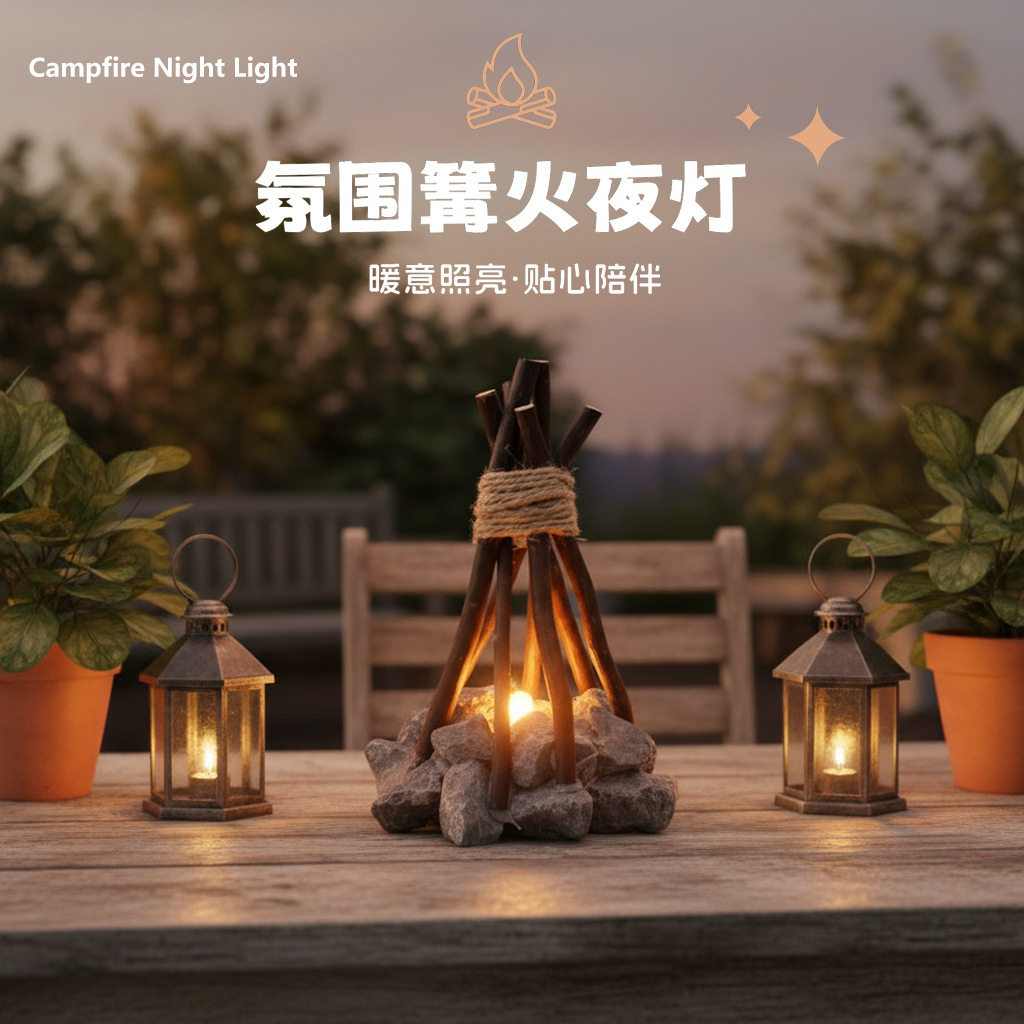 LED咖啡馆篝火篝火复古小夜灯
