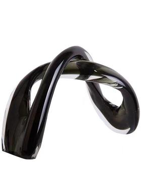 现代轻奢黑玻璃麻花交叉扭转摆件样板间别墅家居客厅桌面创意饰品