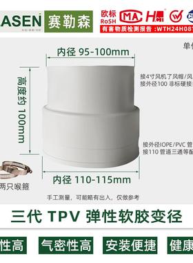 新风管道通风机95转110软变径接头TPV环保大小头主机法兰软连结