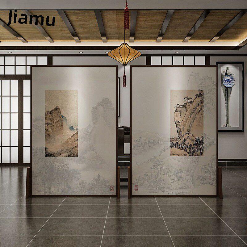 中式进门玄关遮挡隔断客厅卧室落地实木不透小座屏可移动简易屏风