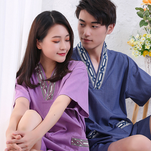 情侣汉蒸浴服按摩足疗大码 汗蒸服男女款 桑拿服棉家居服洗浴服