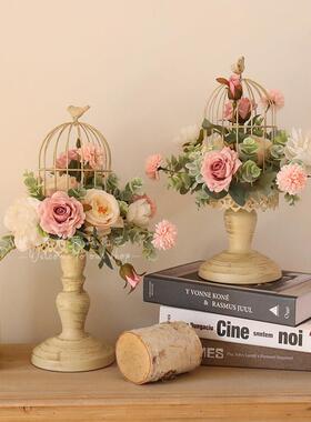 彷真花艺鸟笼摆件套装小清新北欧桌摆家居桌面装饰橱窗商场活动