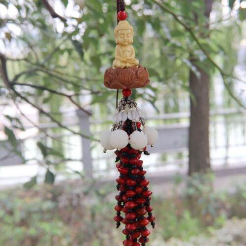 圣佛莲花车挂车挂件纯手工编制红豆汽车挂件车饰品
