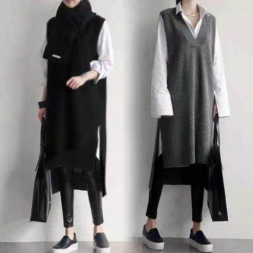 Sweater, women's vest, front short, back long, vest skirt,