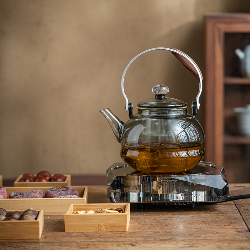 围炉煮茶水晶电围炉多功能电炉煮茶具火炉子家用电取暖器玻璃茶壶