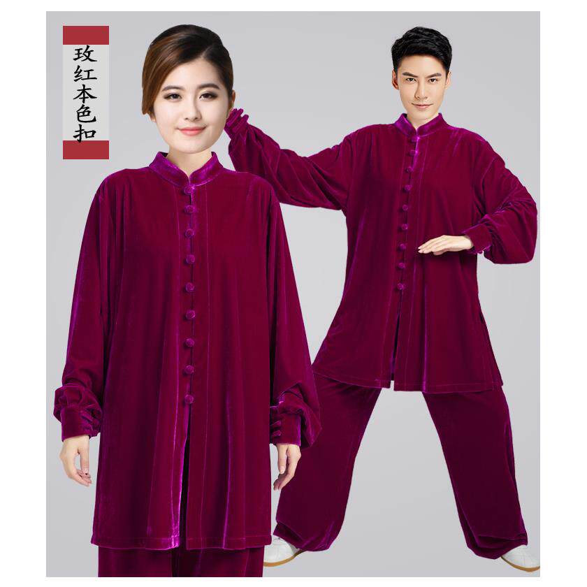 正品新款2024秋冬太极服功金丝绒练太极服女加厚中老年冬季中长款