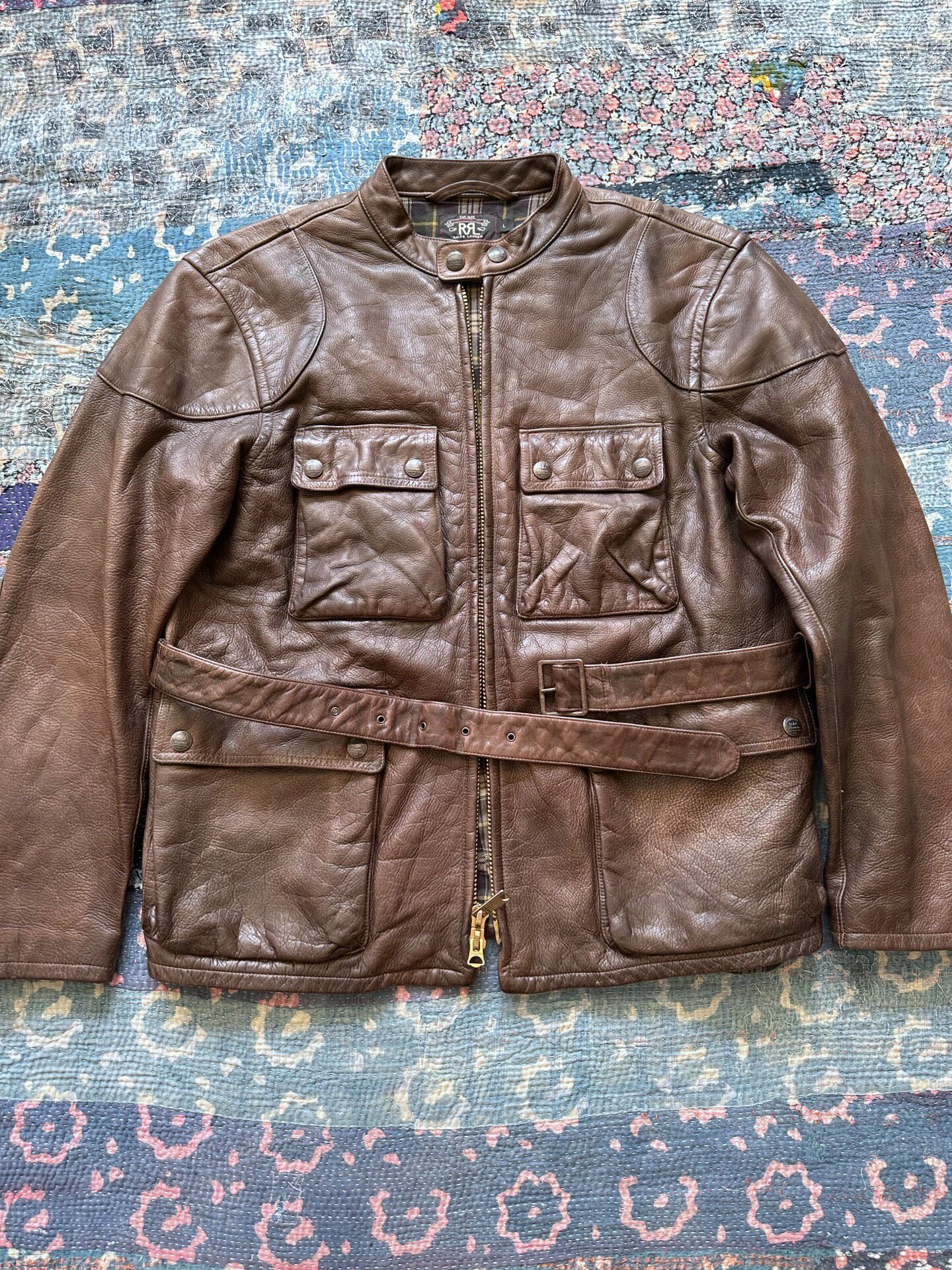 RRL Brown Leather Motorcycle Jacket