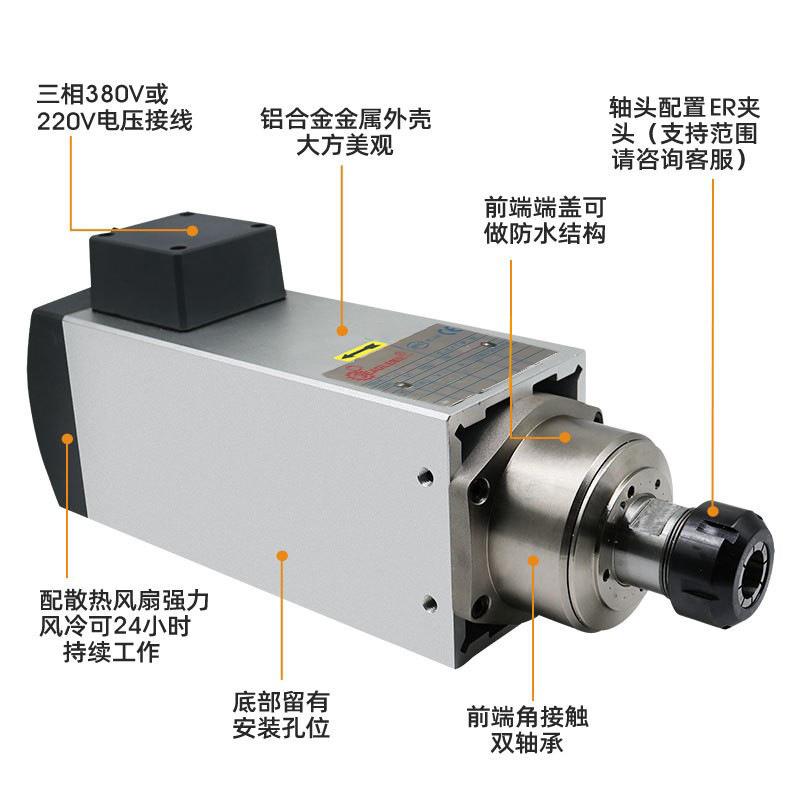 7.5kw高速主轴电机精密钻铣马达机械设备打磨钻孔雕刻风冷电动机