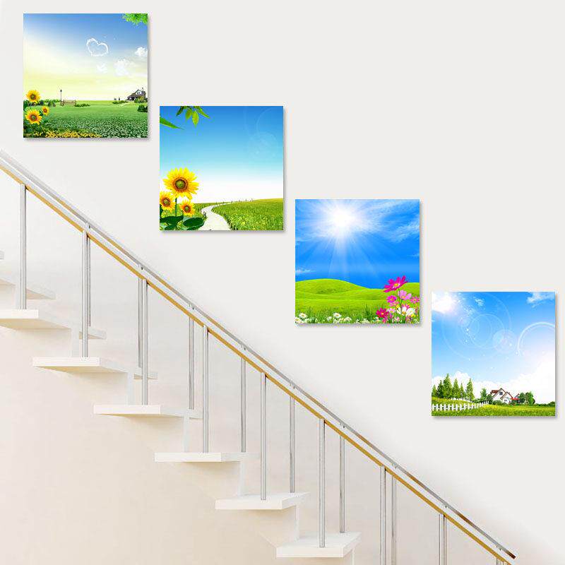 田园风景装饰画儿童房挂画现代简约无框画楼梯间壁画过道餐厅卧室