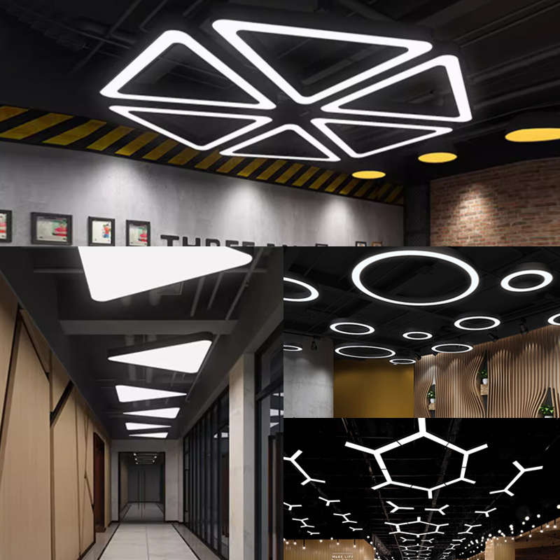 造型灯异形灯创意圆形六边形灯具办公室健身房网吧商场工业风吊灯