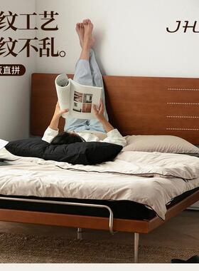 北欧复古风实木床无床头1.5米小户型主次卧床简约1.8m双人齐边床